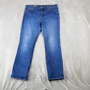 NYDJ Jeans Womens 14 (34x29) Marilyn Straight Blue Denim